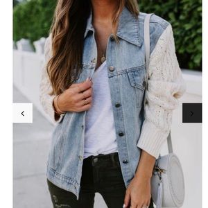VICI Portman Contrast Cable Knit Denim Jacket